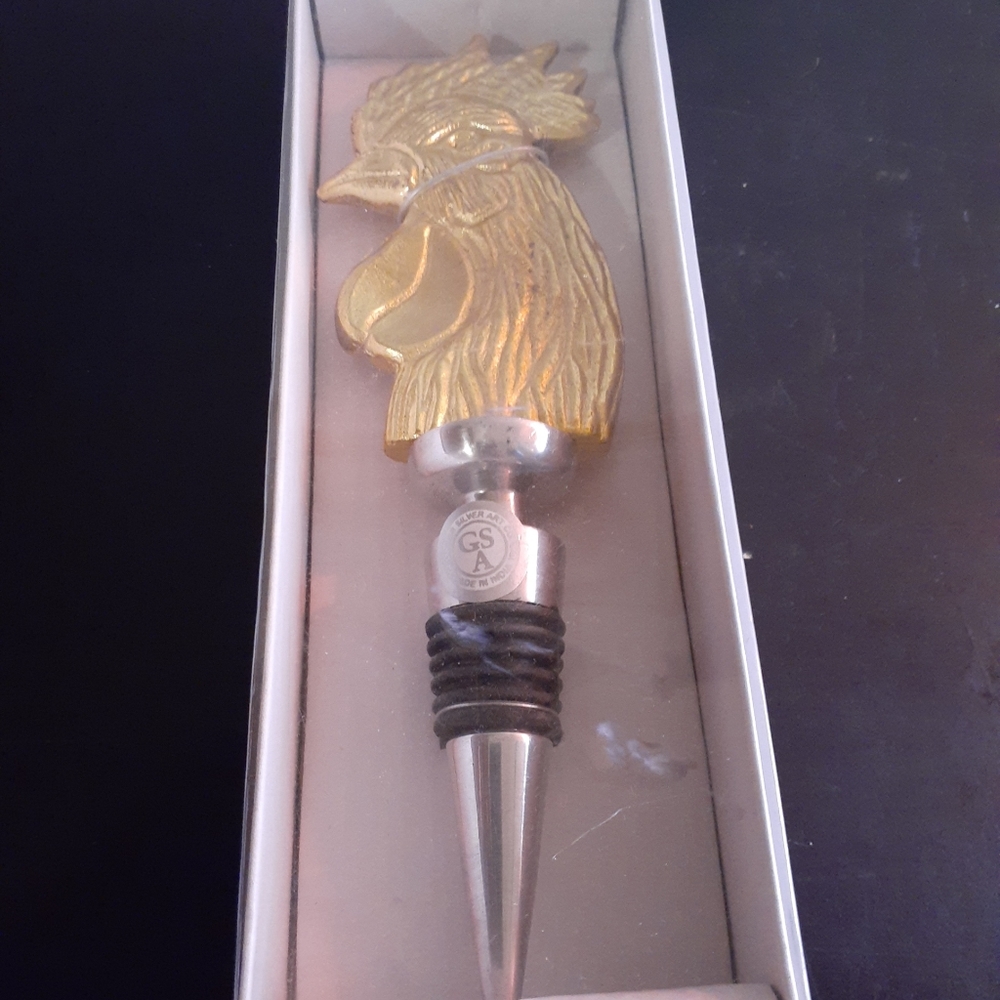 Rooster Head Wine Stopper New in Box